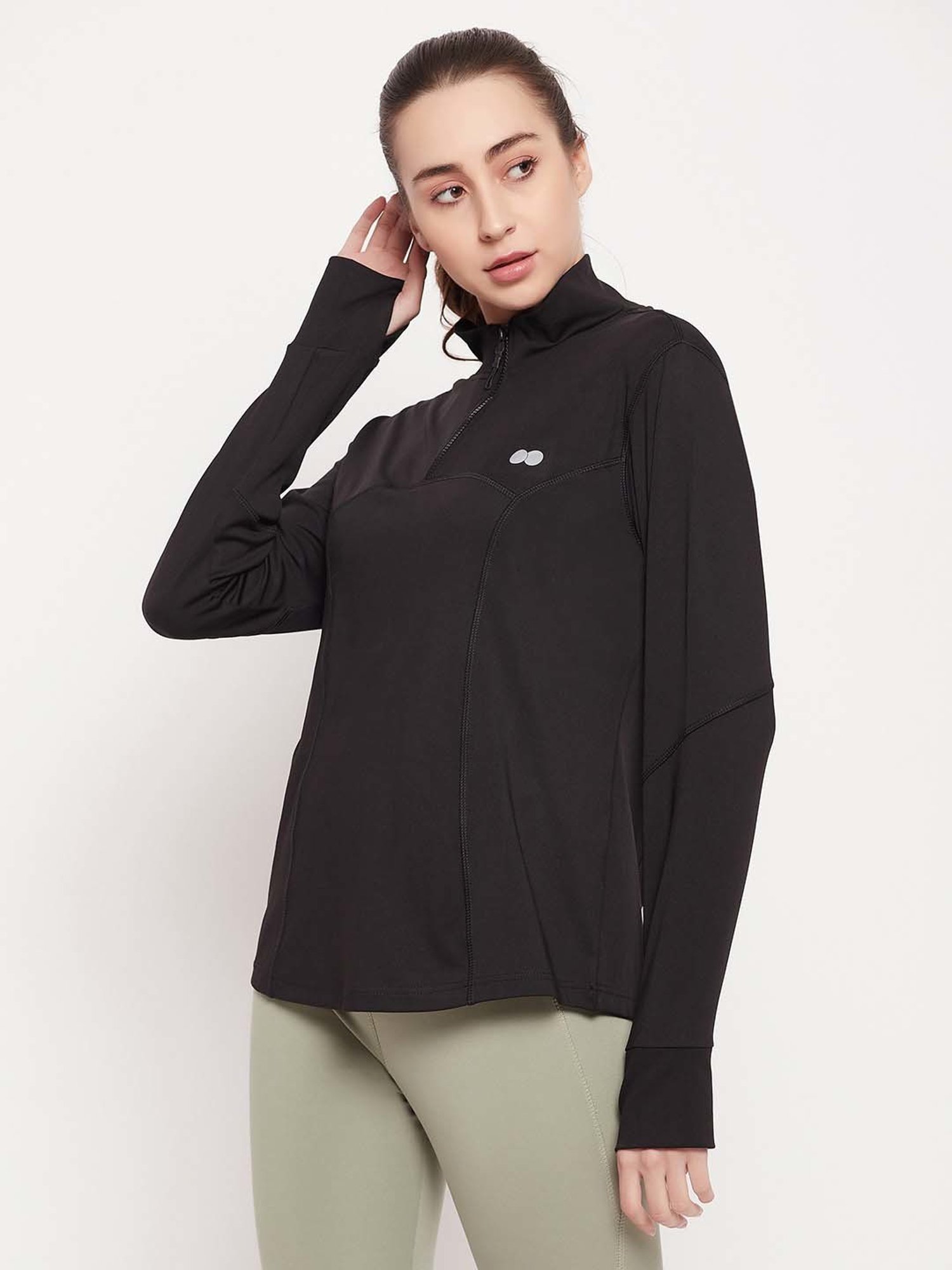 Clovia Black Regular Fit Sports T-Shirt