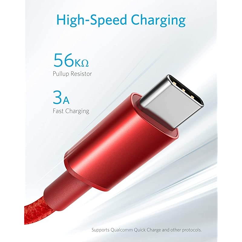 USB Type C Cable,  [2-Pack 6 Foot] Premium Nylon USB-C to USB-A Fast Charging Type C Cable, for Samsung Galaxy S10 / S9 / S8 / Note 8, LG V20 / G5 / G6 and More(Red)