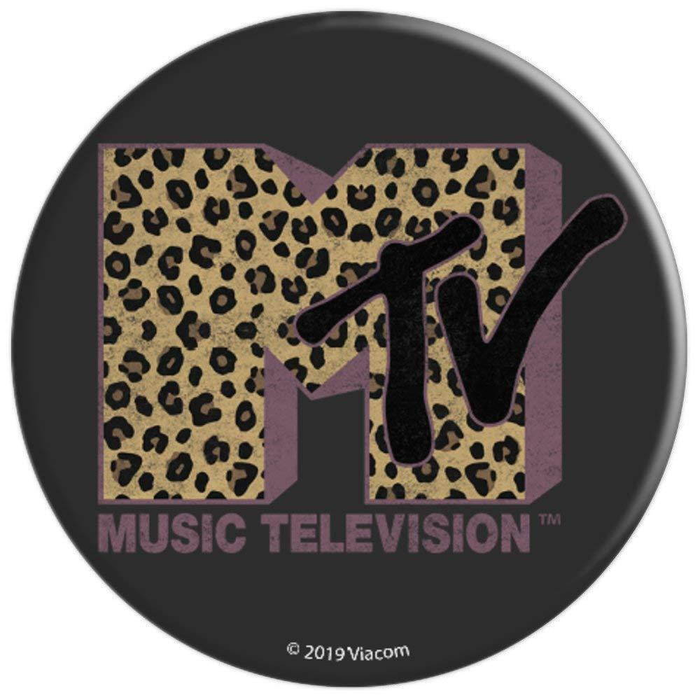 MTV Music Television Leopard Print Logo Fill PopSockets Grip and Stand for Phones and Tablets