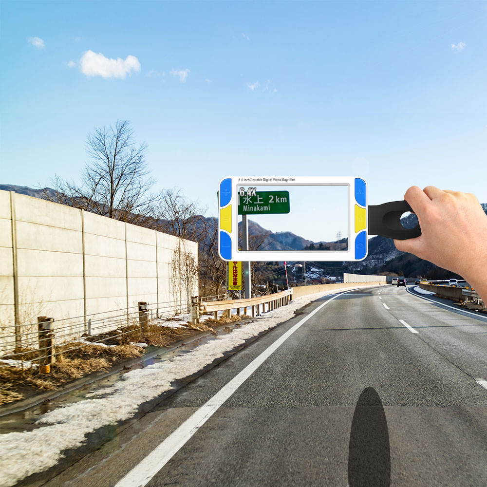 Portable Digital Magnifier, Electronic Reading Aid 5.0 Inch with Foldable Handle for Low Vision Color Blindness 4X-32X Times Zoom 15 Color