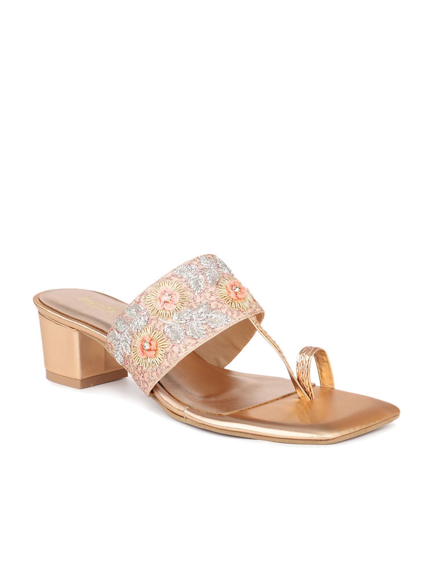 Inc.5 Women's Rose Gold Toe Ring Sandals