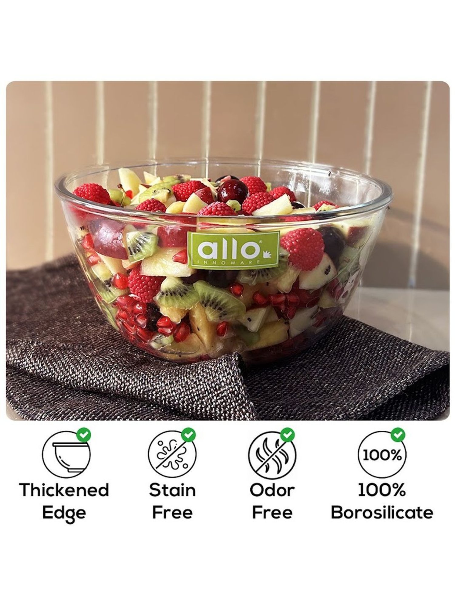 HAZEL Silver Stainless Steel Mixing Bowl - Set of 3 (2.1L)