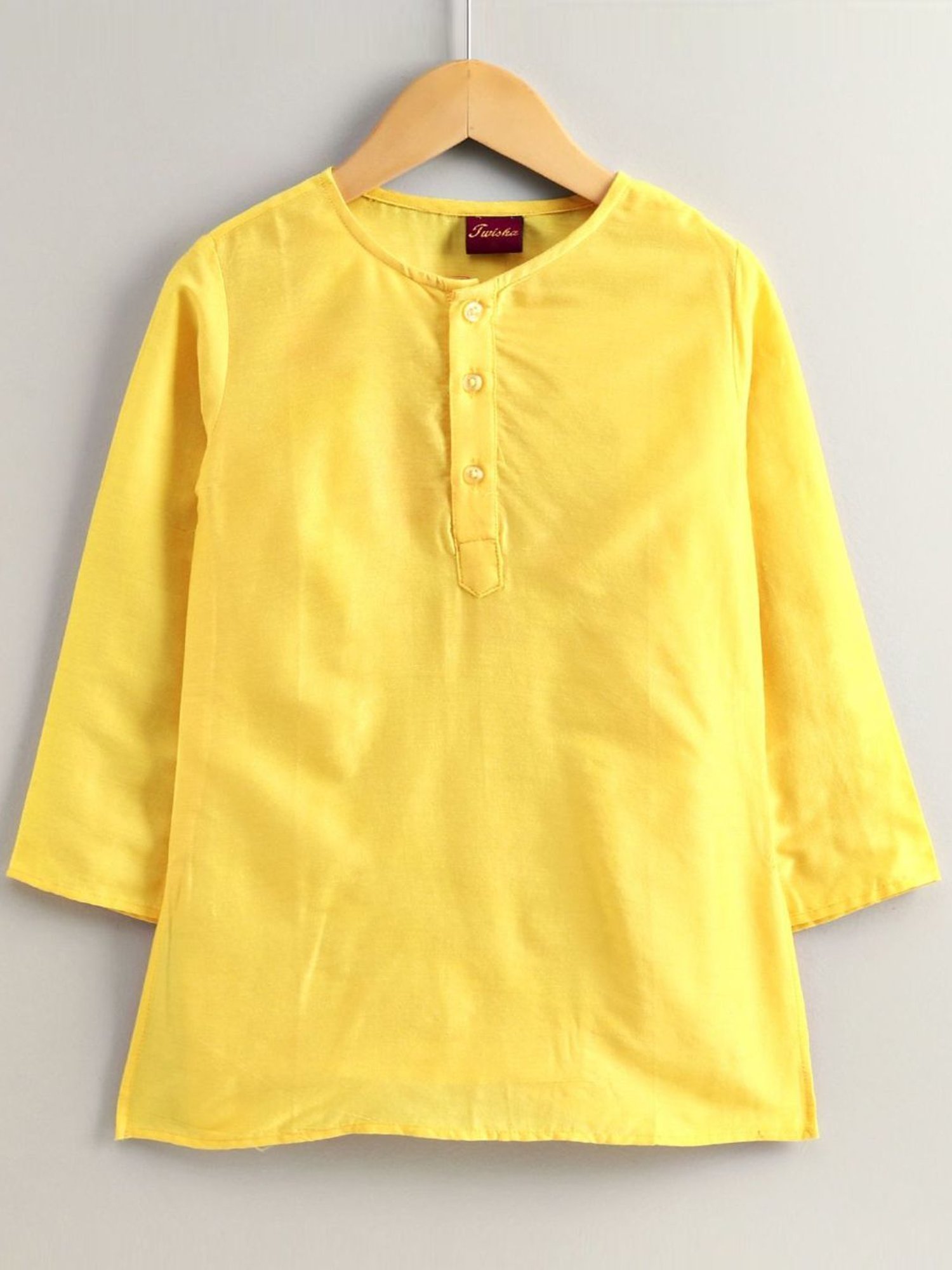 TWISHA Kids Yellow & pink Floral Print Full Sleeves kurta Set