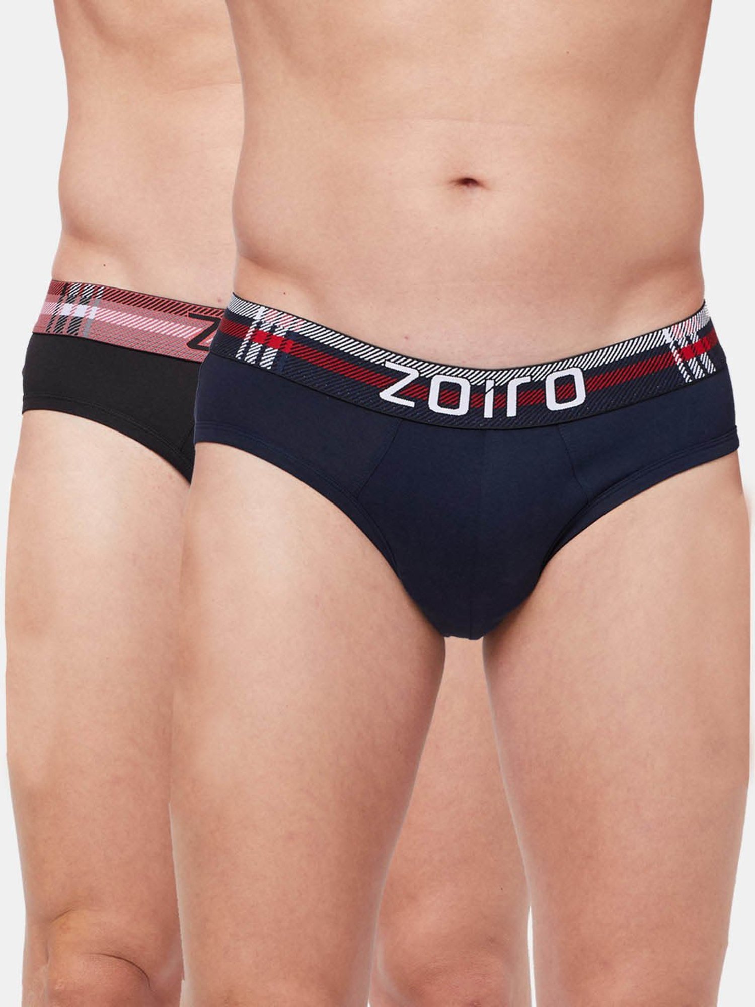 Zoiro Navy & Black Regular Fit Briefs - Pack Of 2