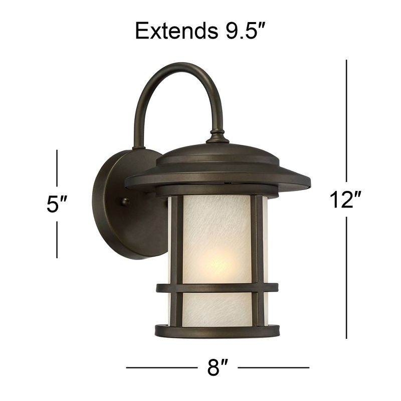 John Timberland Mission Outdoor Wall Light Fixture Dark Oil Rubbed Bronze 12" White Glass for Exterior House Porch Patio Deck