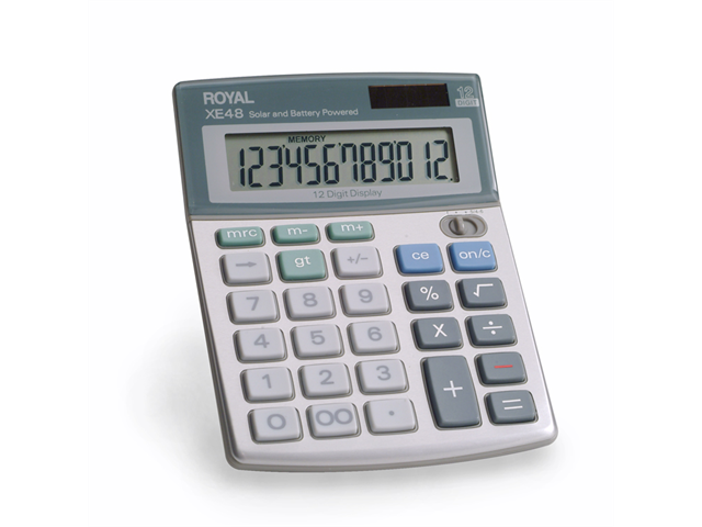 Royal XE48 12-Digit Desktop With Last Digit Erase Calculator