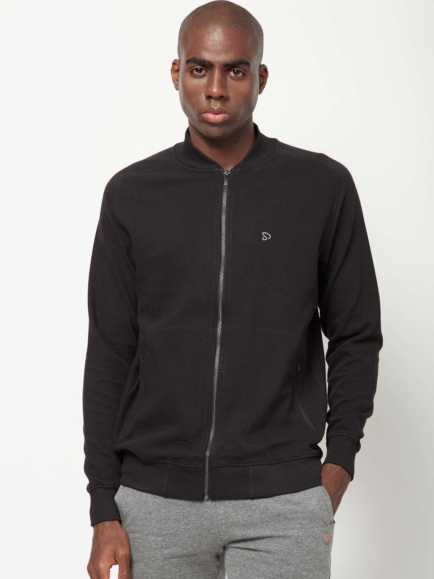 Sporto Black Regular Fit Bomber Jacket