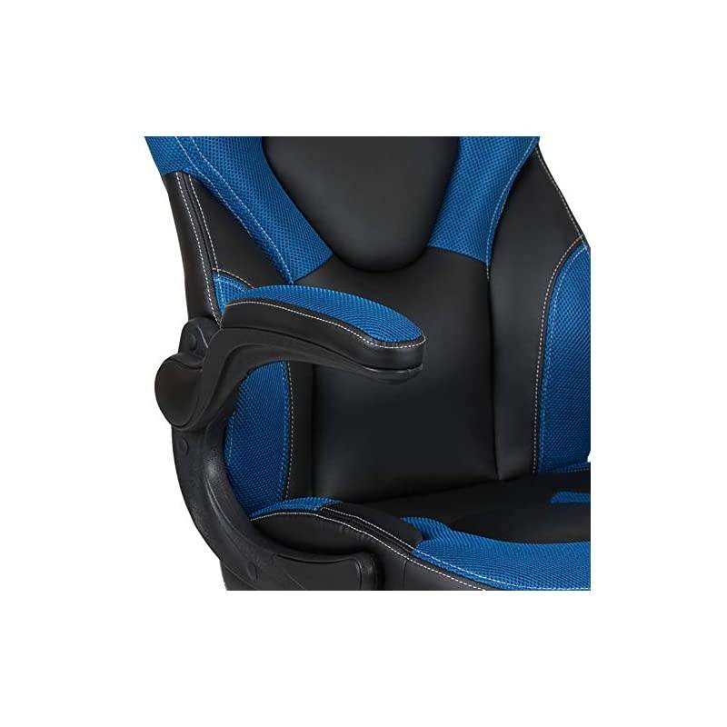 X10 Gaming Chair Racing Office Ergonomic Computer PC Adjustable Swivel Chair with Flip-up Arms, Blue/Black LeatherSoft