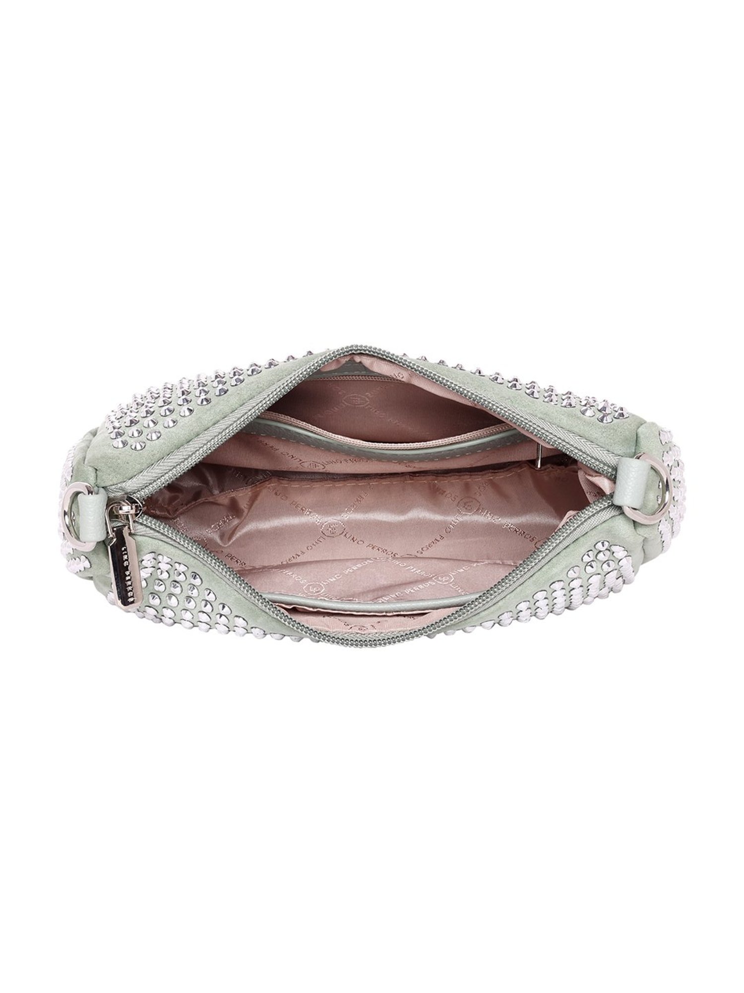 Lino Perros Soft Green Studded Medium Shoulder Bag