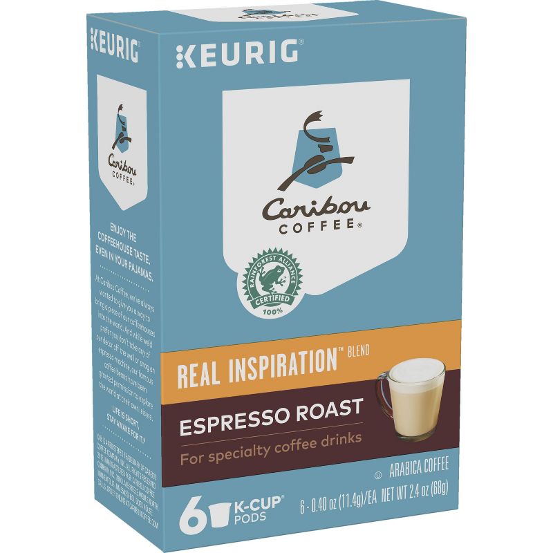 Caribou Coffee Real Inspiration Espresso Keurig K-Cup Coffee Pods - Dark Roast - 6ct