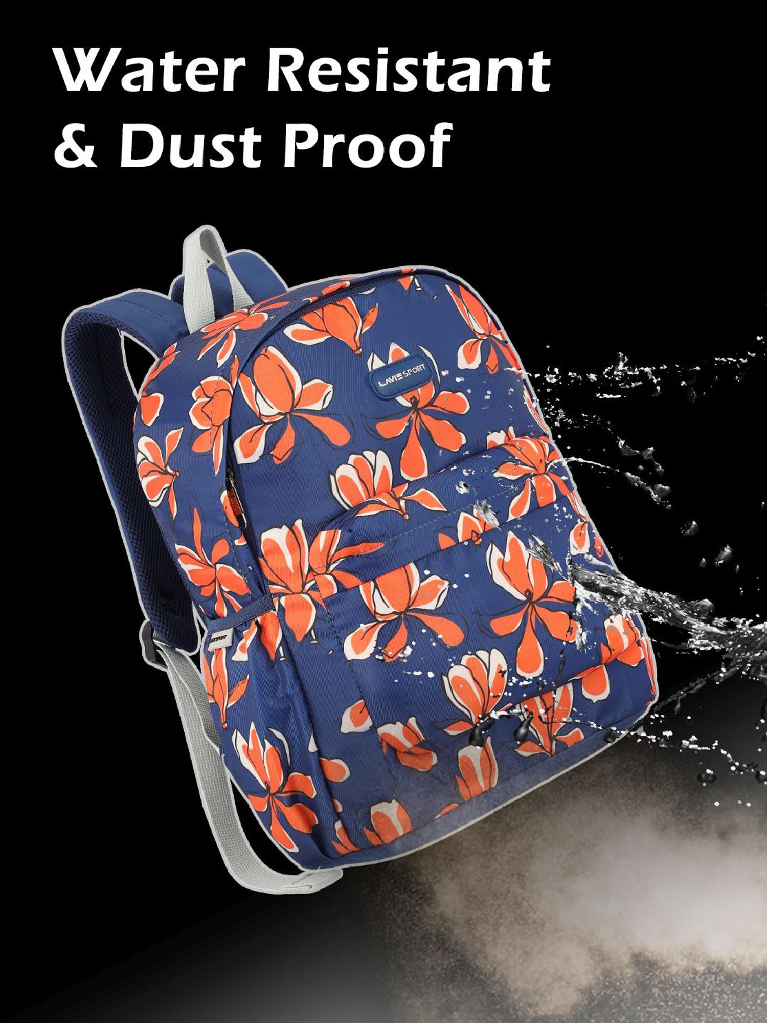 Lavie Sport Bloomy 18L Printed Casual Backpack |School Bag for Girls (Navy)