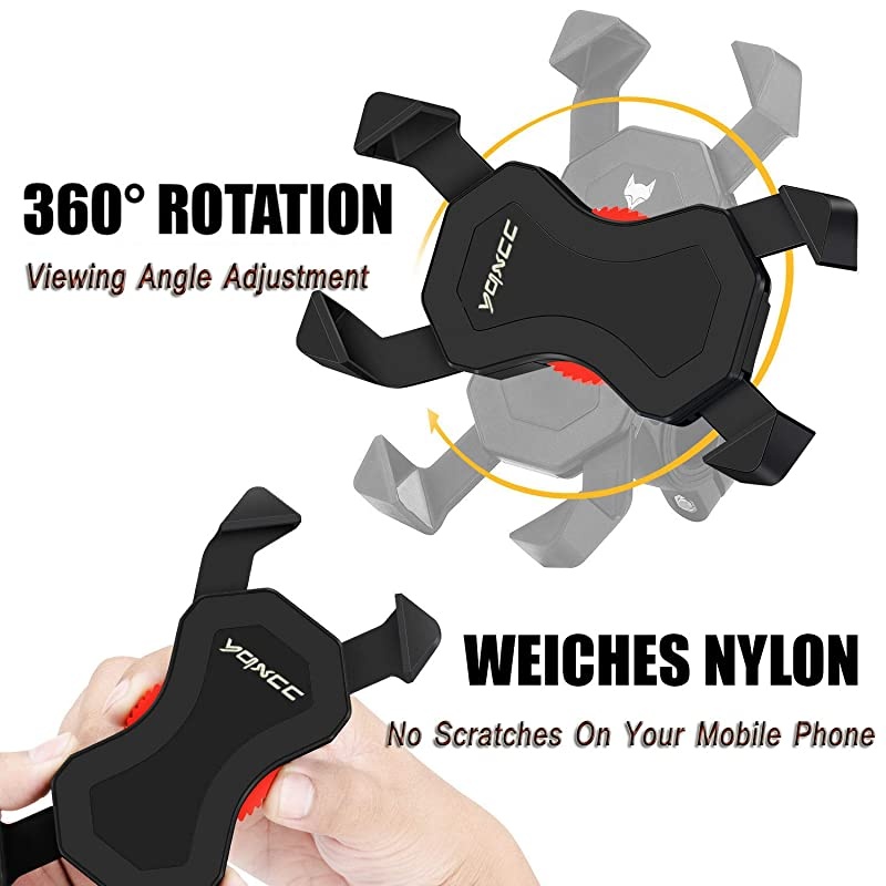 Bike Phone Mount Bicycle Holder/Bike Accessories/Bike Phone Holder /360&deg; Rotation Universal Cradle Clamp for iOS Android Smart Phone (Black)