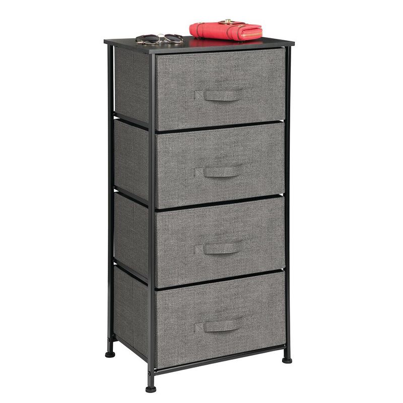 mDesign Vertical Dresser Storage Tower with 4 Drawers - Charcoal Gray/Black