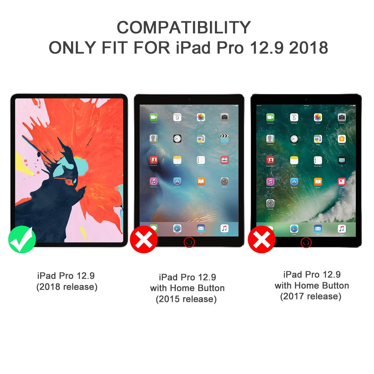 OMOTON Detachable Keyboard Case for iPad Pro 12.9 2018 (Not fit for 2015&2017 Version), Ultra-Thin Bluetooth Keyboard Case with Built-in Stand and Pencil Slot (Support Apple Pen 2nd Charging), Black