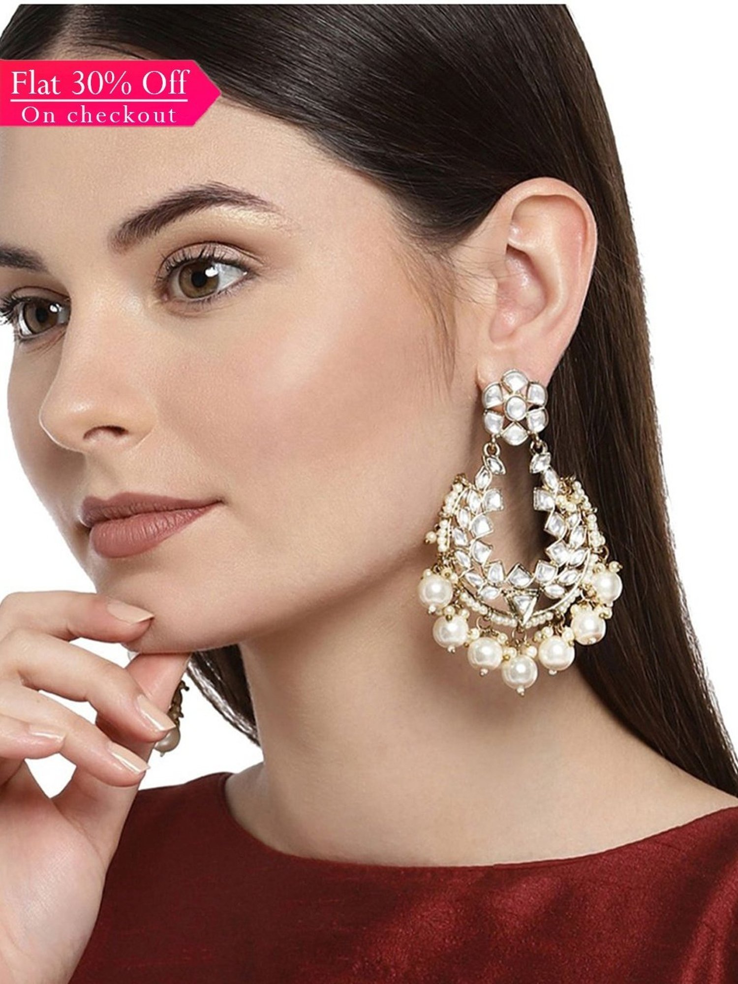 Sri Jagdamba Pearls Black Rosy Pearl Drop Earrings