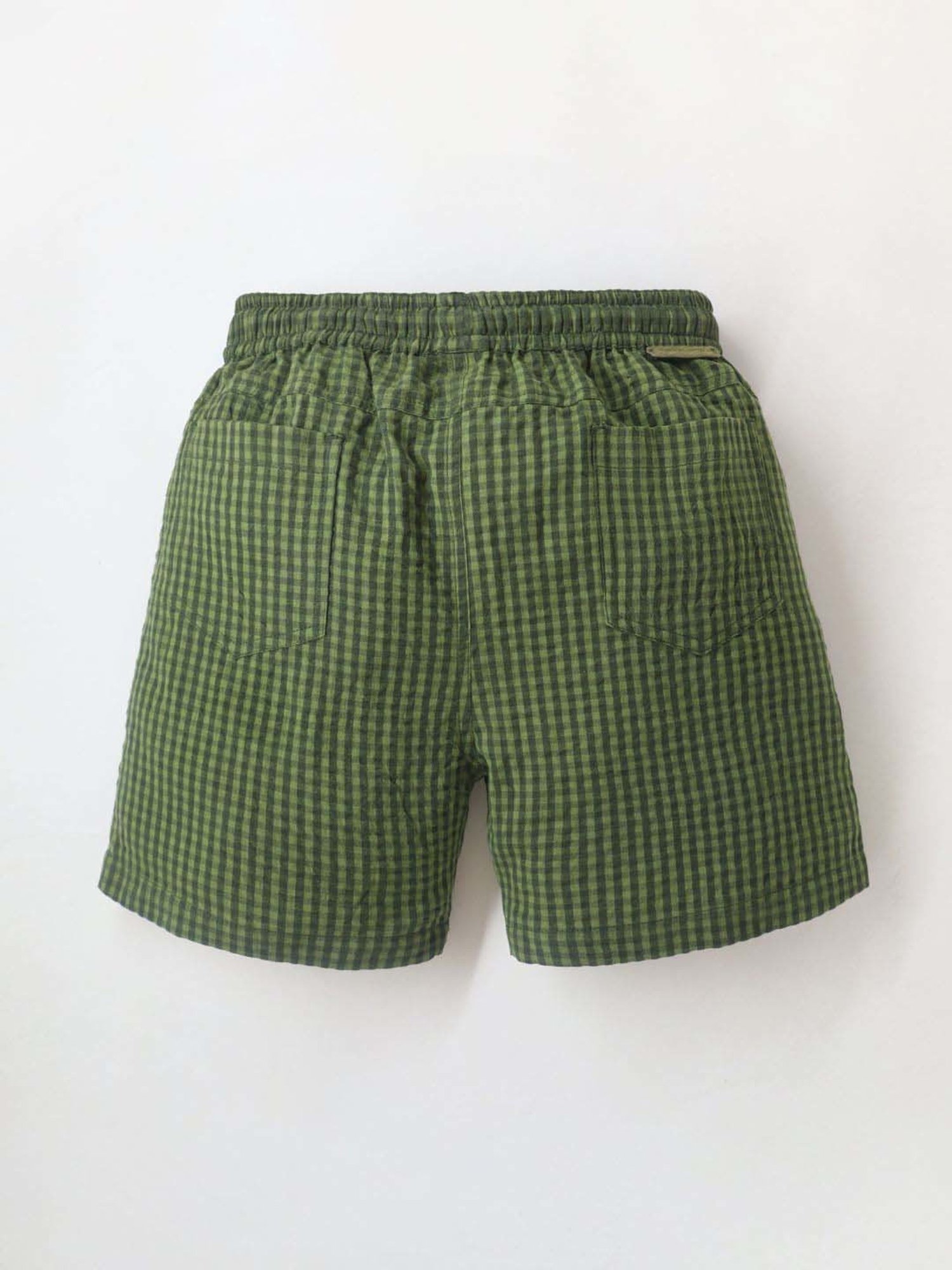 Cherry Crumble By Nitt Hyman Kids Olive Cotton Chequered Shorts