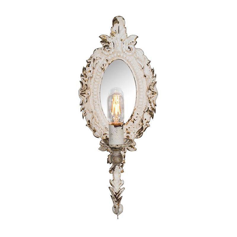 Set of 2 Classic Vintage Wall Lamps with Mirror Antique White - A&B Home