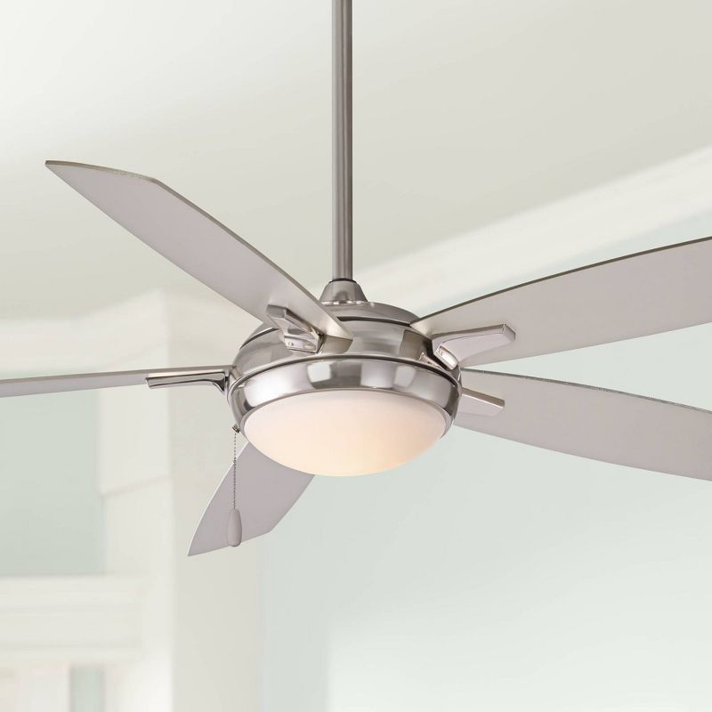 54" Minka Aire Lun-Aire Brushed Nickel Pull Chain LED Ceiling Fan