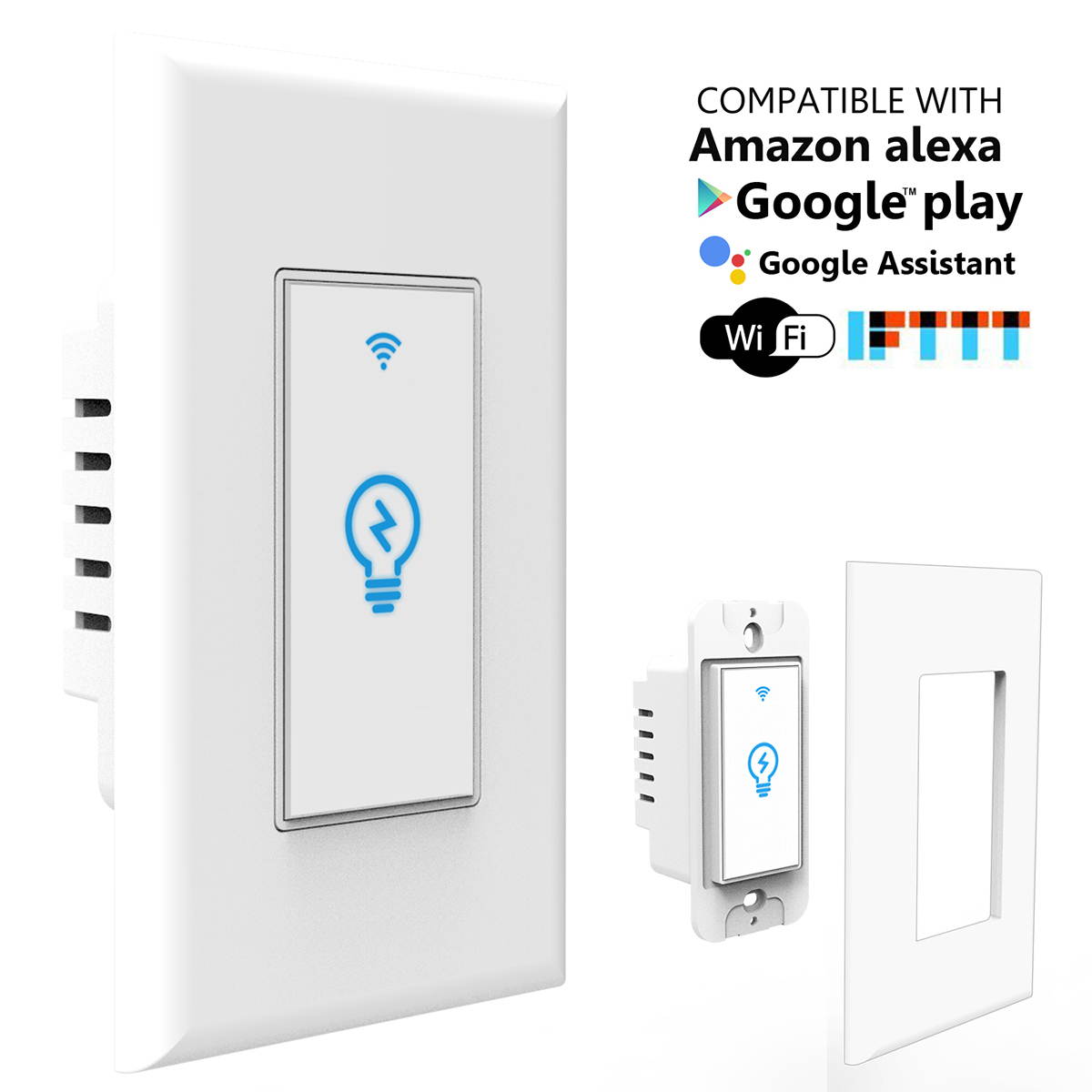 Joso Smart Light Switch, Wi-Fi Remote Timing Control with Smartphone In-Wall Light Switch Works with Amazon Alexa and Google Assistant,No Hub Required
