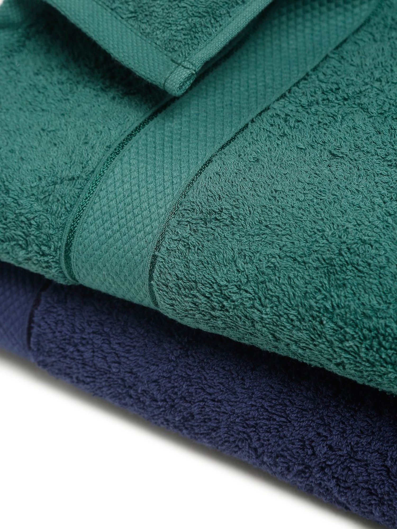 Creeva Navy & Dark Green 525 GSM Cotton Bath Towel Set of 2