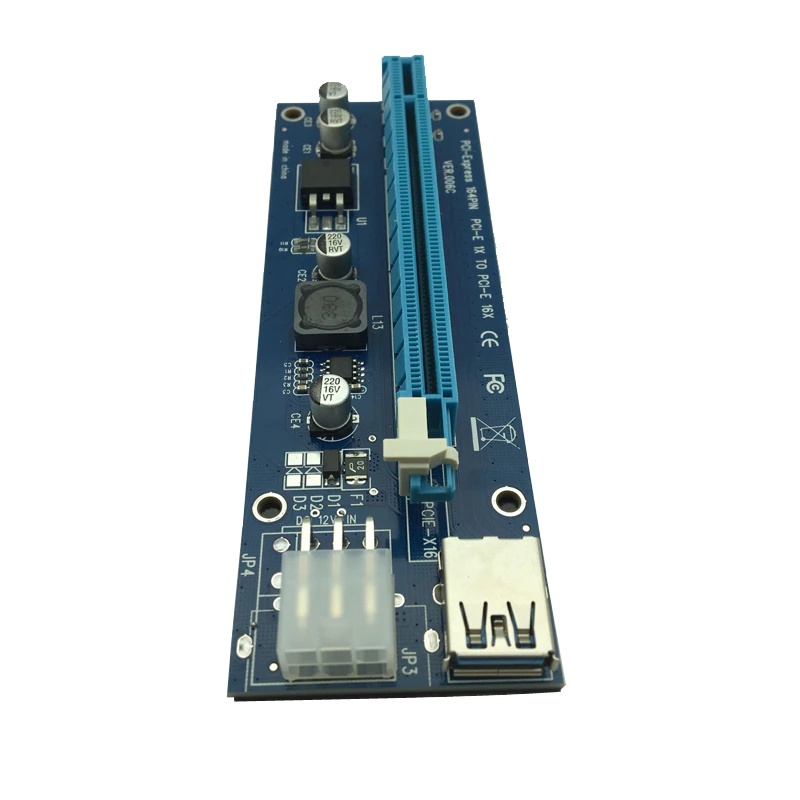 6pcs 006C USB 3.0 PCI-E Express 1X 4x 8x 16x Extender Riser Adapter Card SATA 15pin Male to 6pin Power Cable for Bitcoin Mining