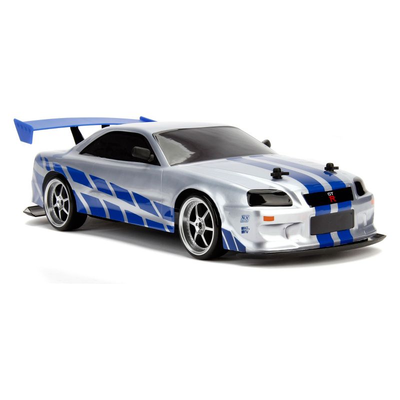 Jada Toys Fast & Furious Elite Drift RC 2002 Nissan Skyline GT-R (BNR34) Remote Control Vehicle 1:10 Scale Candy Silver