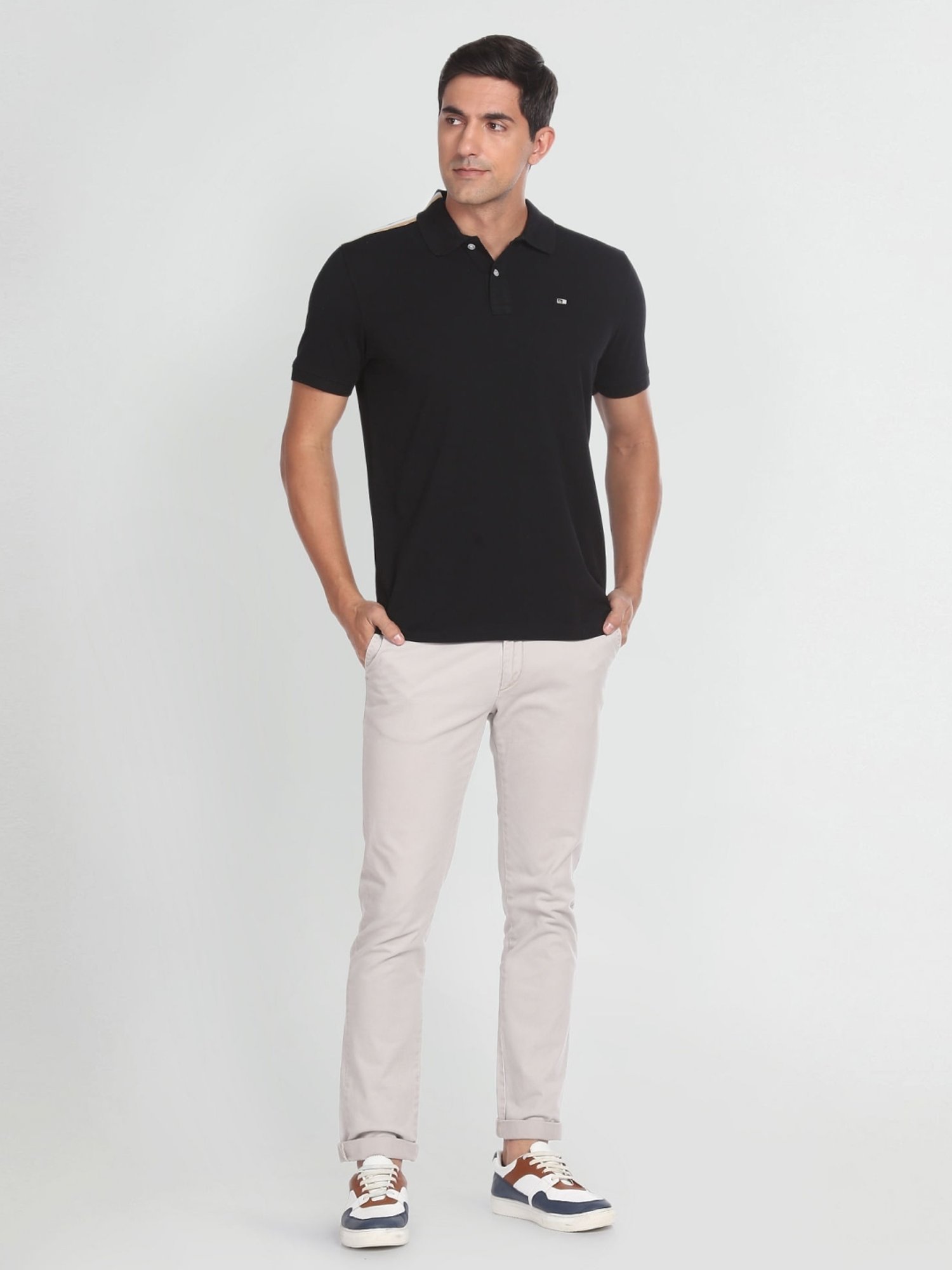 Arrow Black Cotton Regular Fit Polo T-Shirt
