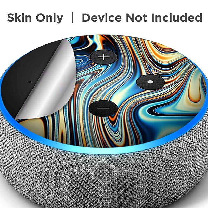 Oragne Psychadelic Oil Slick Vinyl Decal Skin Compatible with  Echo Dot 3rd Generation Alexa Decorations for Your Smart Home Speakers Great Gift for mom dad Birthday Kids