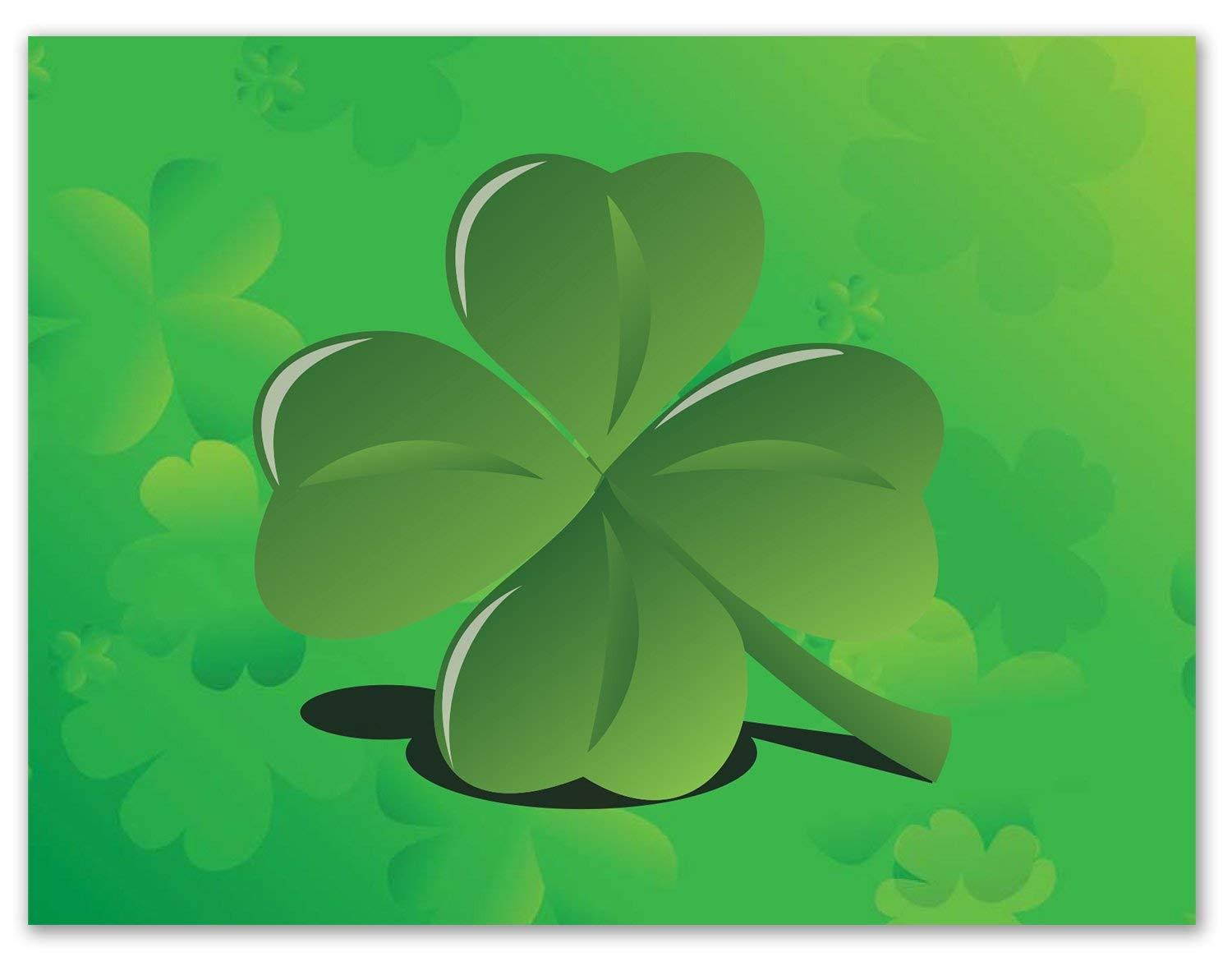 Good Luck Note Cards - Green Four Leaf Clover - St. Patrick's Day Greeting Cards with Envelopes - Blank on the Inside (24 Pack)
