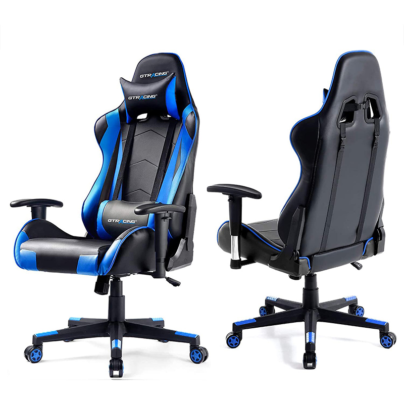 GTRACING Gaming Chair Racing Office Computer Game Chair Ergonomic Backrest and Seat Height Adjustment with Pillows Recliner Swivel Rocker Headrest and Lumbar Tilt E-Sports Chair (Black/Red)