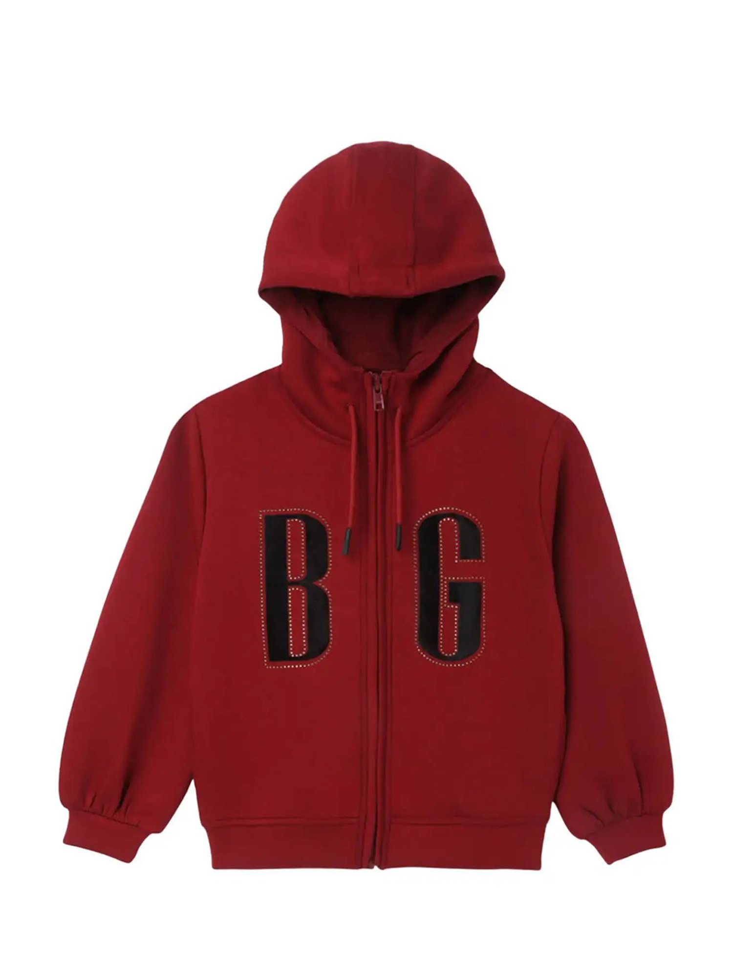 Blue Giraffe Kids Red Printed Full Sleeves Hoodie