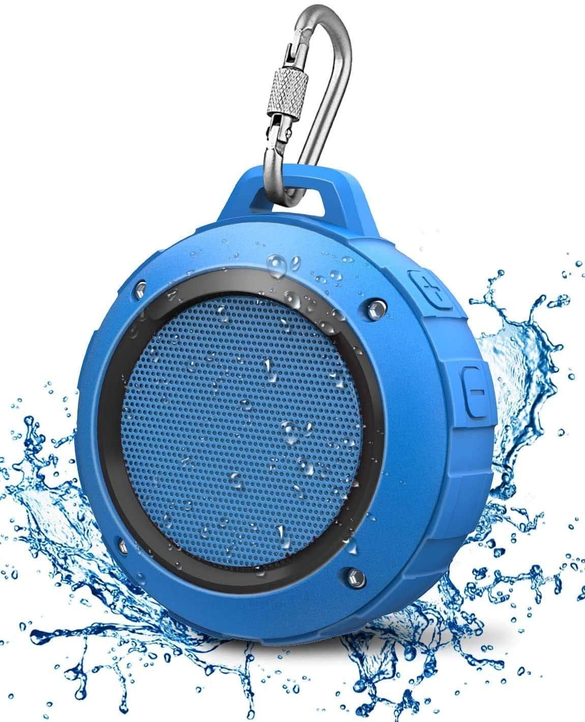 Outdoor Waterproof Bluetooth Speaker,Attoe Wireless Portable Mini Shower Travel Speaker with Subwoofer, Enhanced Bass, Built in Mic for Sports, Pool, Beach, Hiking, Camping (Blue)