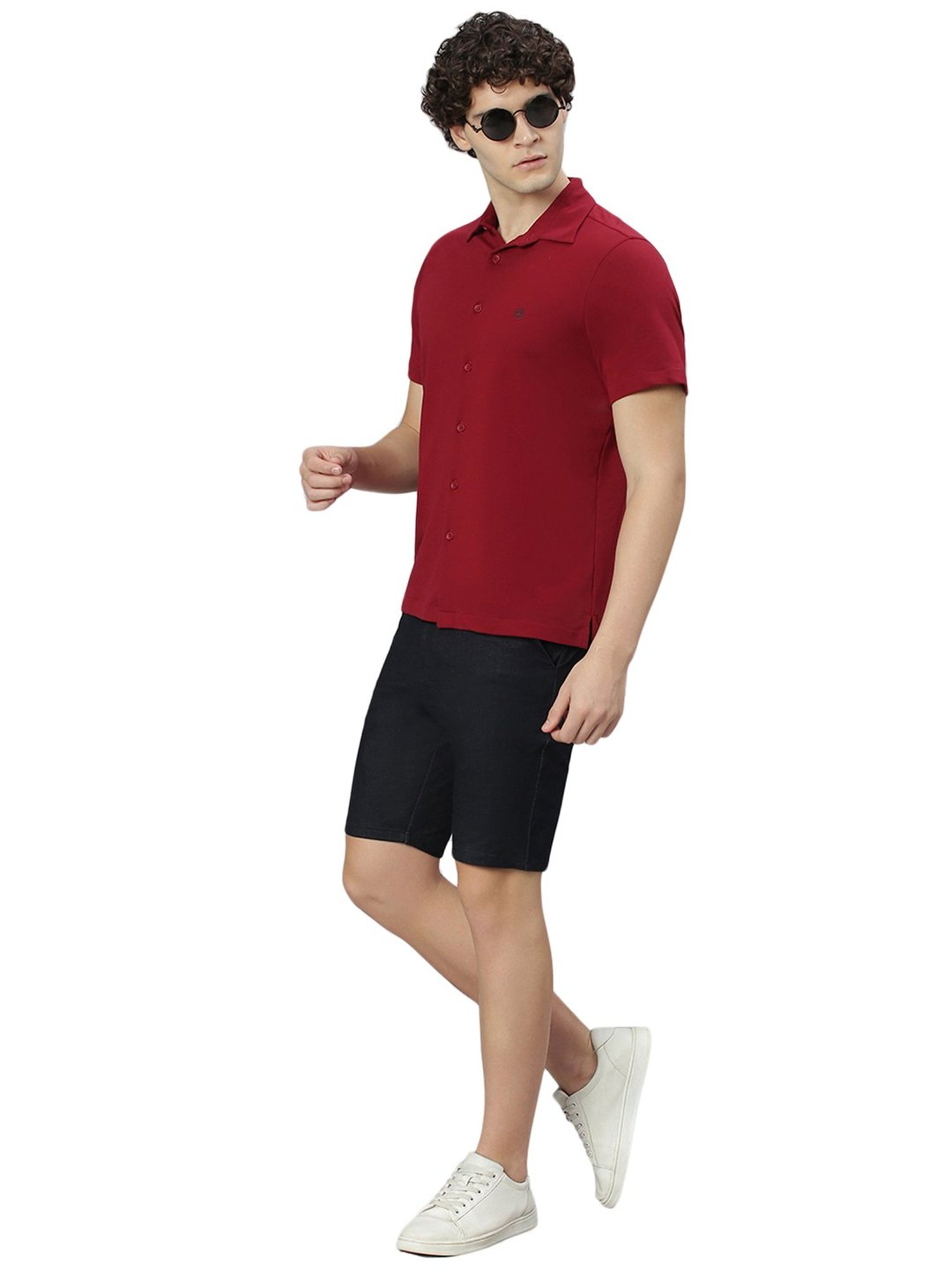 Slowave Maroon Regular Fit Shirt