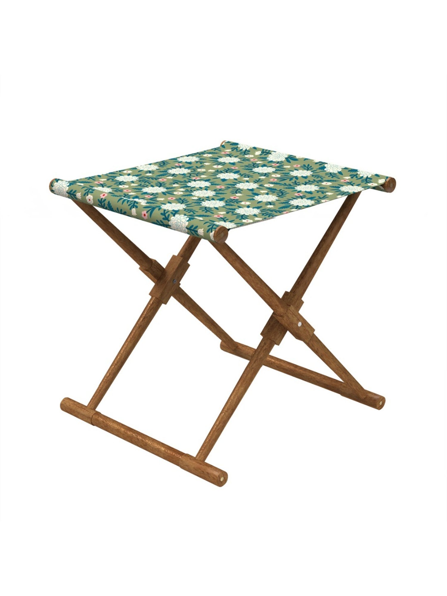 Chumbak French Sahara Solid Mustard Yellow Wood Ottoman