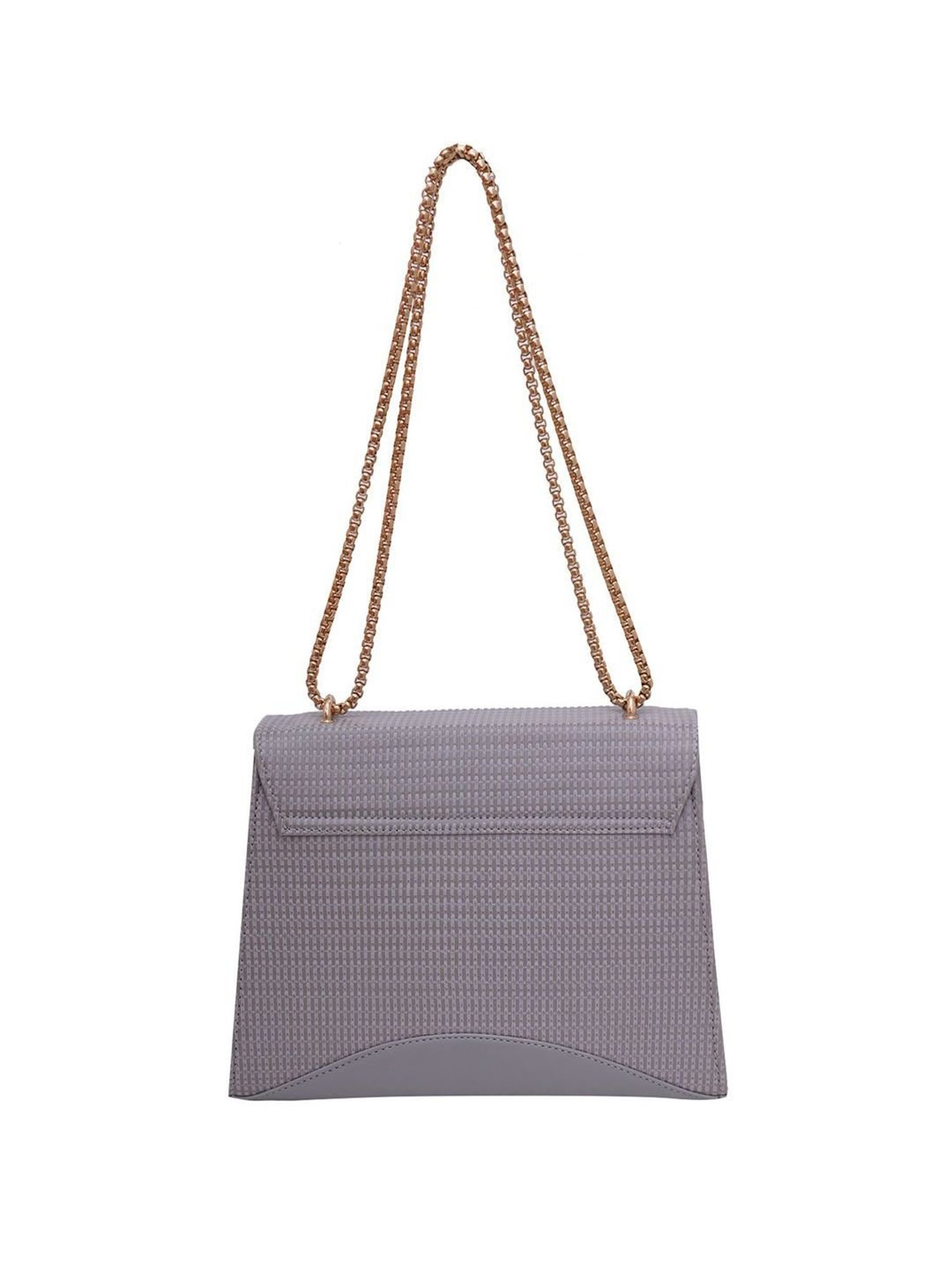 Bellissa Grey Textured Medium Stylish Box Sling Handbag