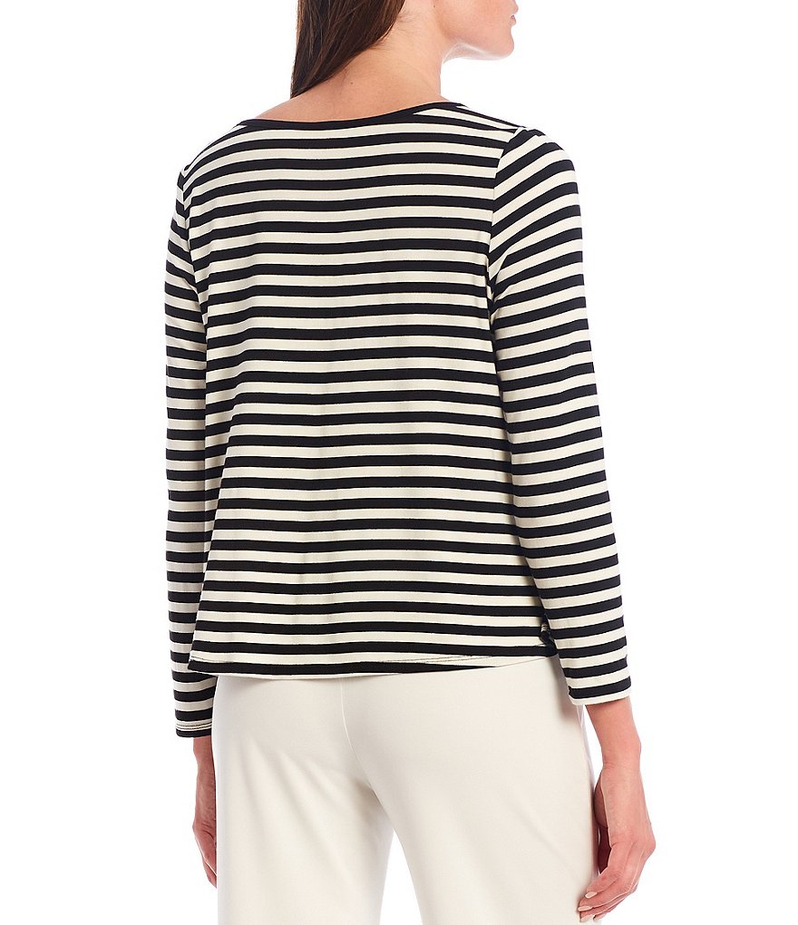 IC Collection One Side Pocket Asymmetrical Stripe Cropped Top