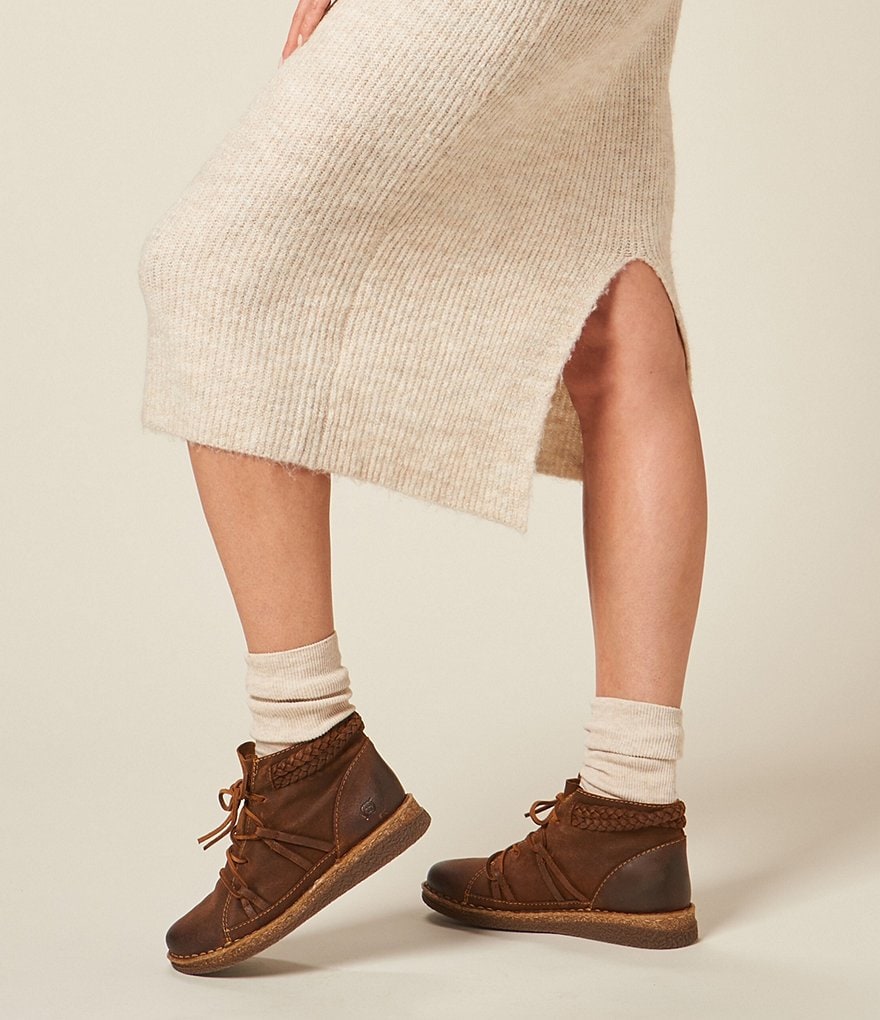 Born Temple II Distressed Leather Lace-Up Booties