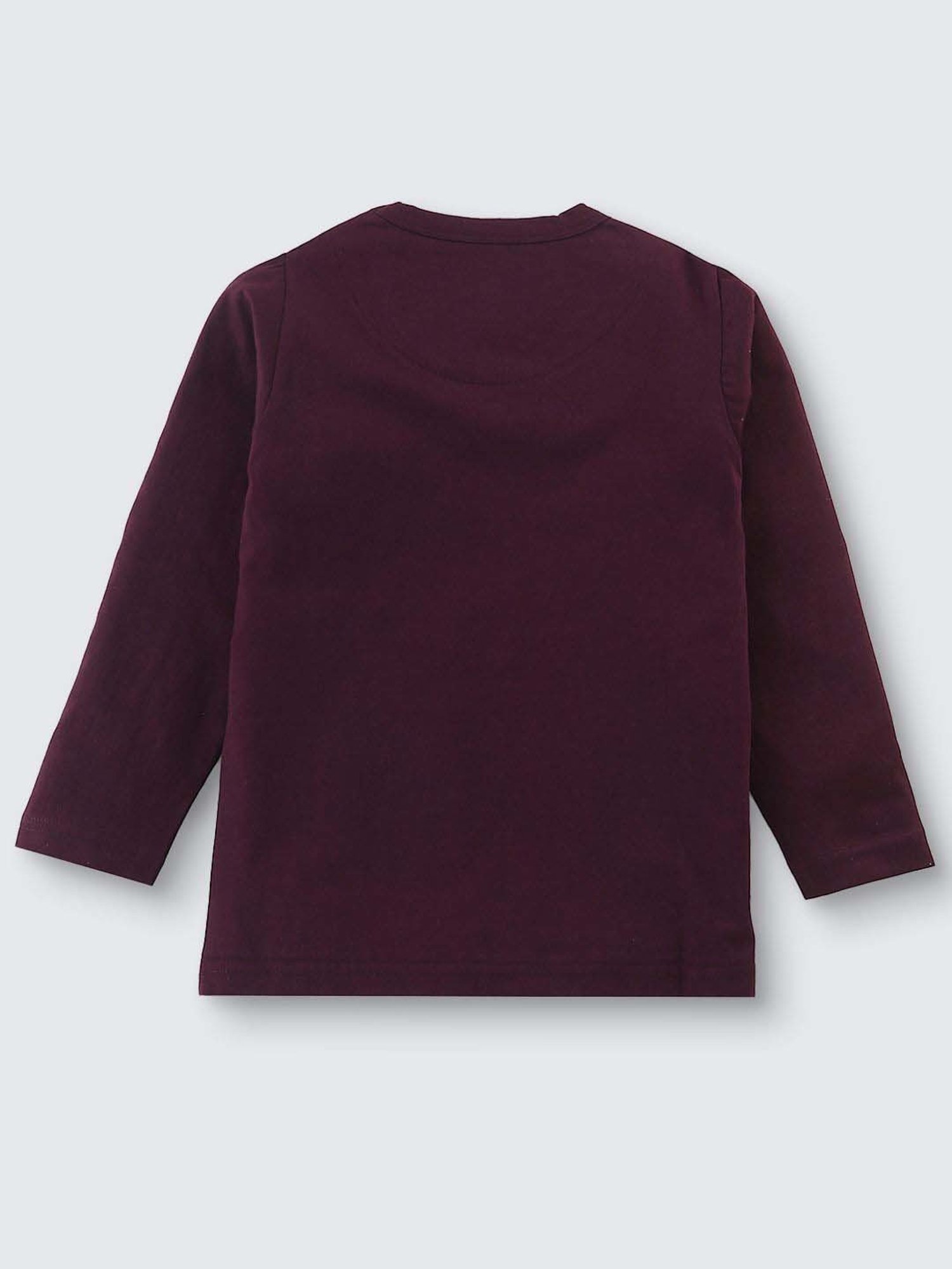 Nite Flite Boys Maroon & Navy Cotton Printed Full Sleeves T-Shirt Set