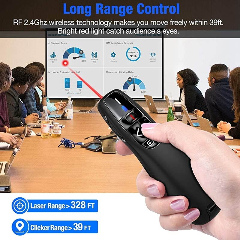 Presenter Remote ESYWEN RF 24GHz USB Presentation Remote Control PowerPoint Presentation Clicker for KeynotePPTMacPC