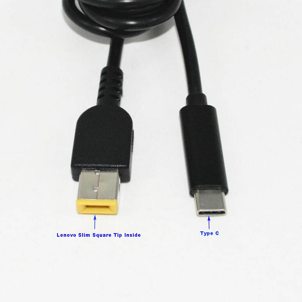 5-Pack USB-C Type C to Lenovo Laptops Slim Square Connector Plug Converter Cable DC Tip Jack