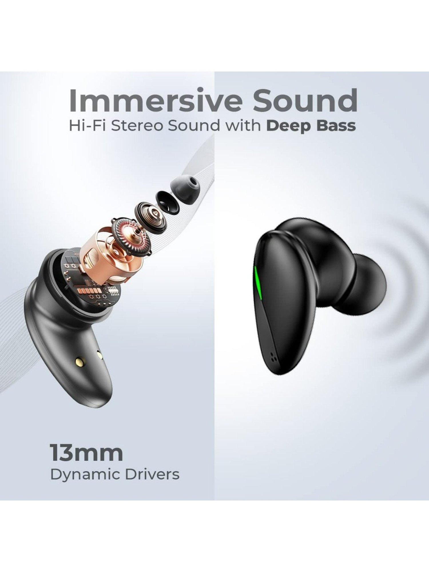 PTron Bassbuds B21 Bluetooth 5.2 Truly Wireless in Ear Earbuds with Mic, 24 Hours Playtime (Black)