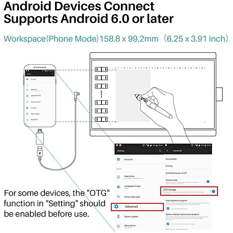 Inspiroy 1060P 10 x 625 Inches Graphic Drawing Pen Tablet with 8192 Levels Pen Pressure 12 Express Keys Upgraded Version