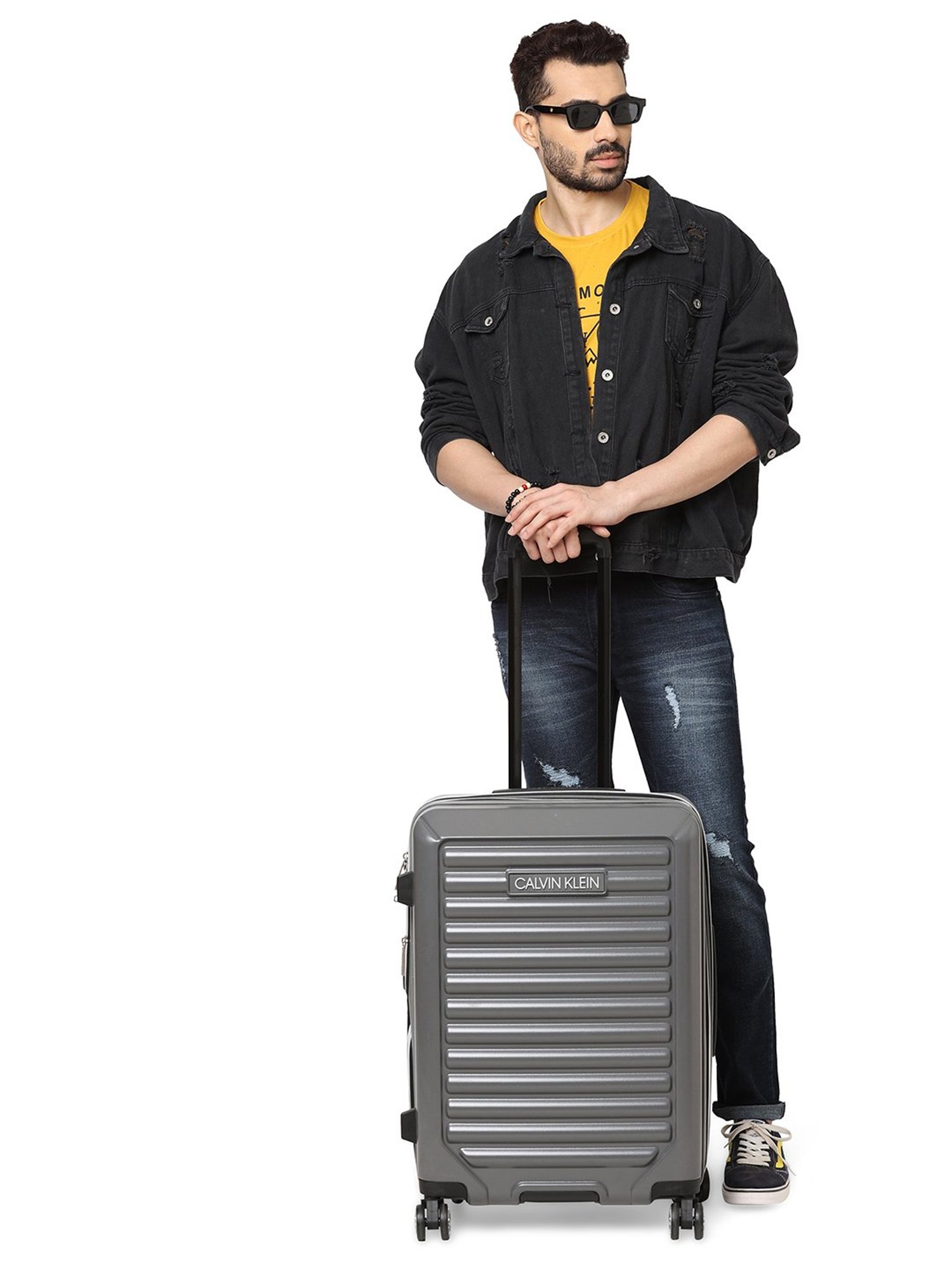 Calvin Klein Odyssey Charcoal ABS Hard Medium Trolley - 24 cms