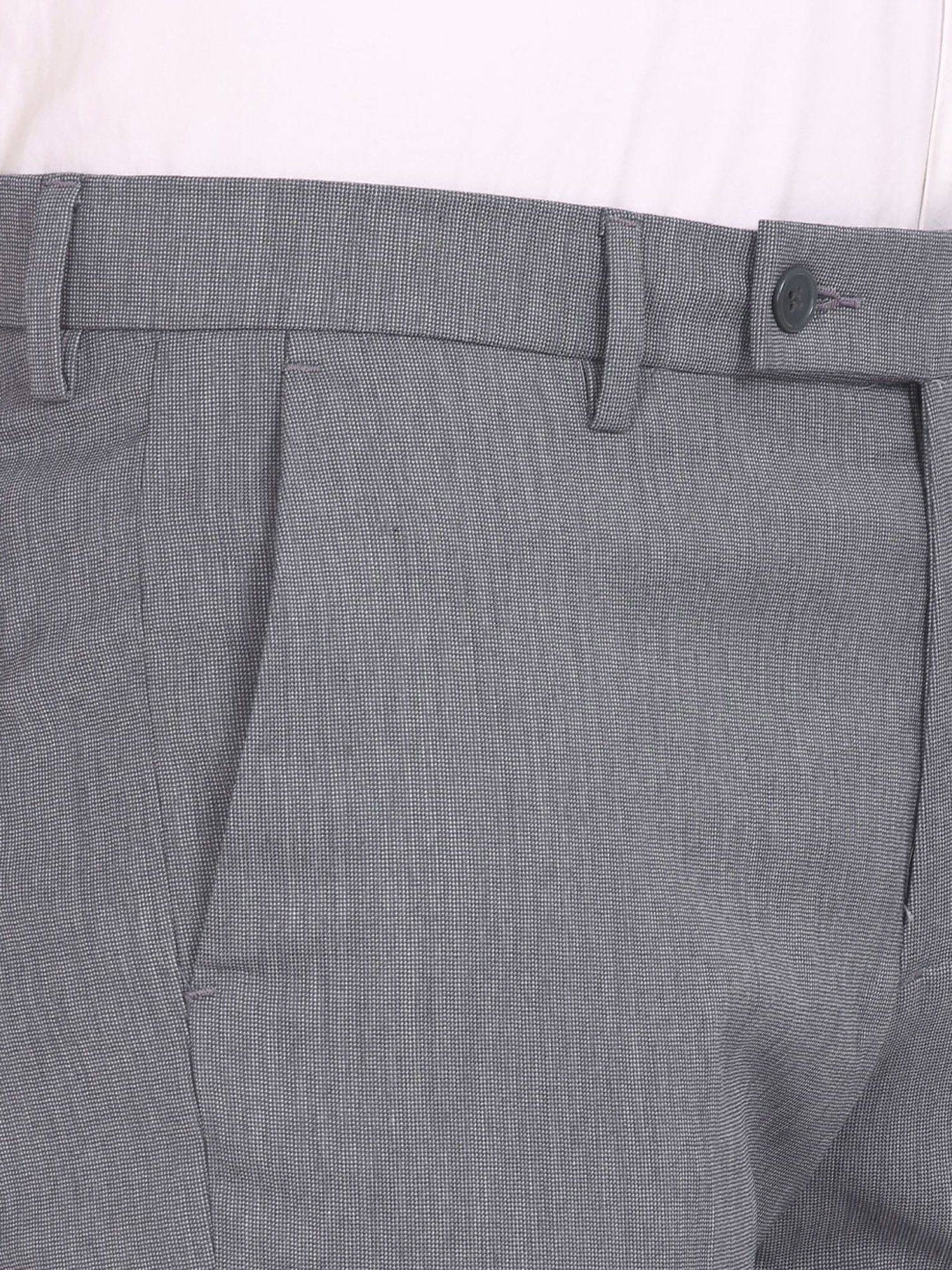 Arrow Grey Regular Fit Self Pattern Trousers