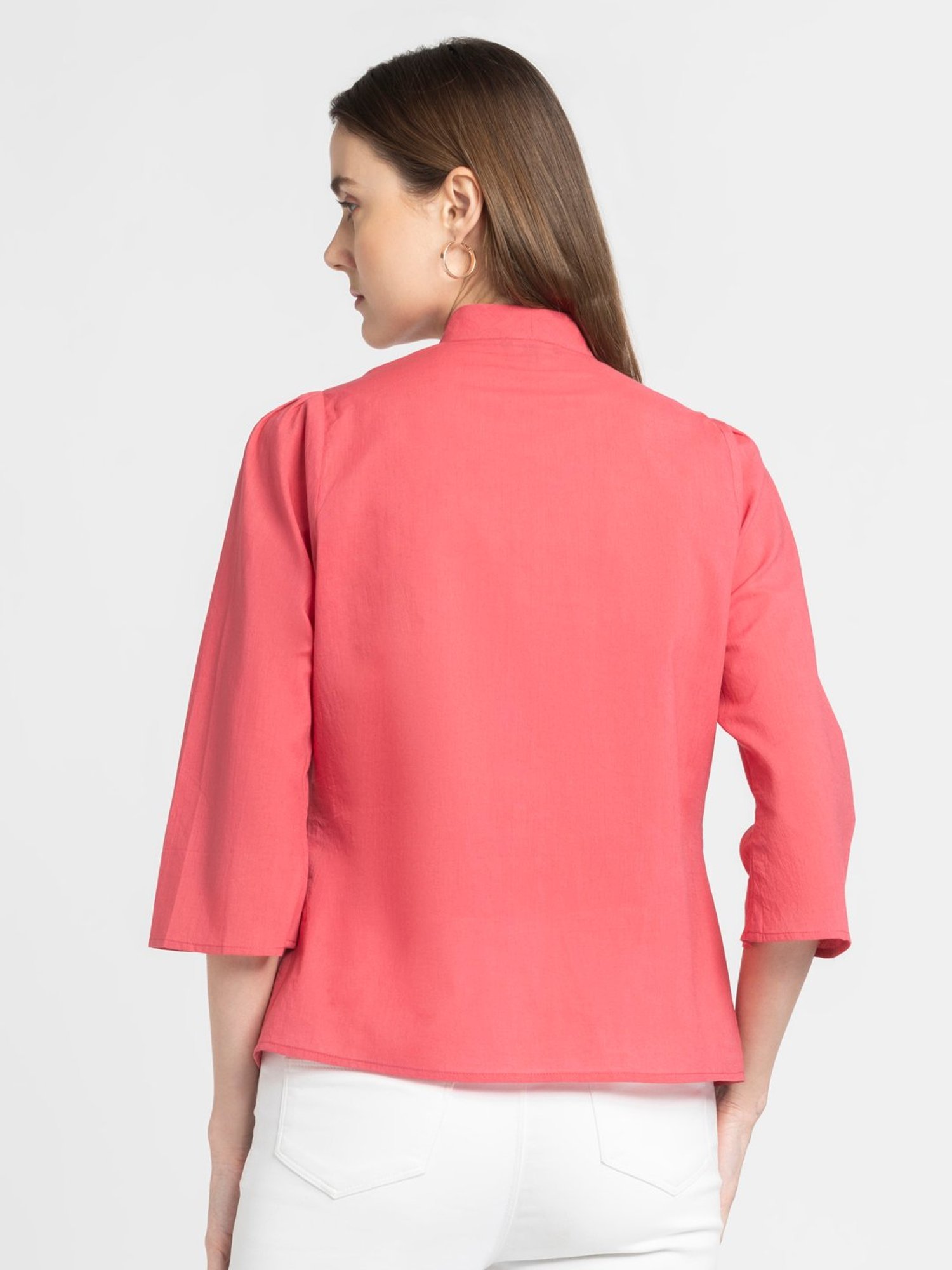 SHAYE Coral Cotton Regular Fit Top