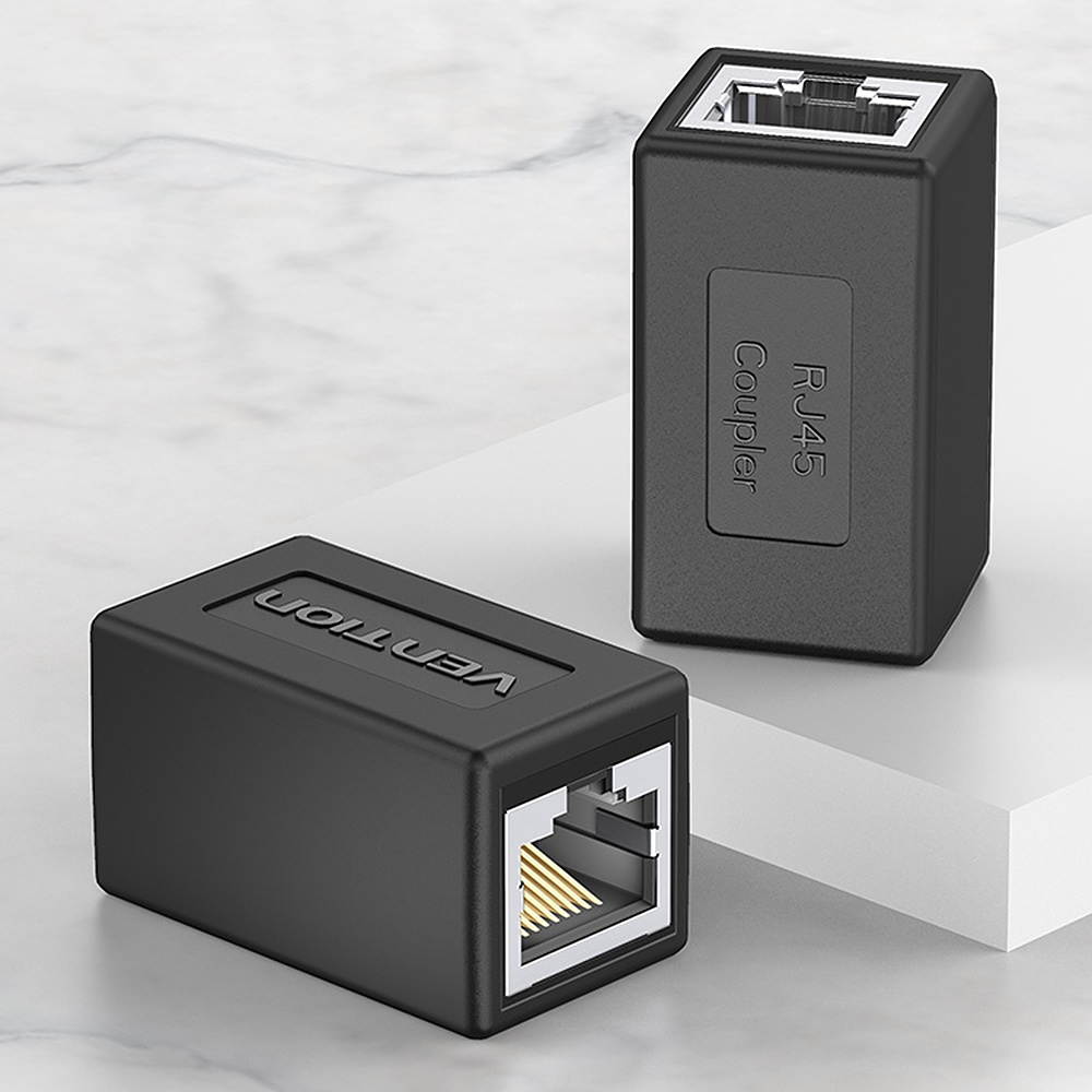 Vention IPVB0 RJ45 Connector Cat.6 FTP Keystone Jack Coupler for Network Cable Extension Black 1 Piece