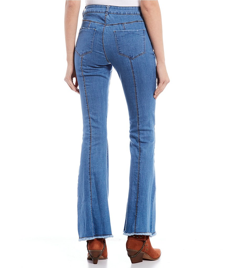 YMI Jeanswear Love Mid Rise Fray Hem Flare Jeans