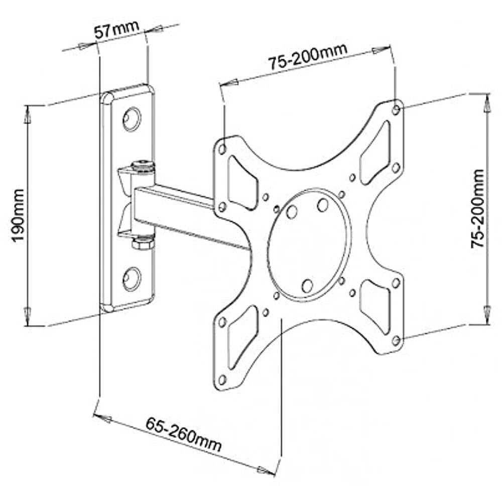 1-Arm Tilt/Swivel TV Wall Mount- 19-37in