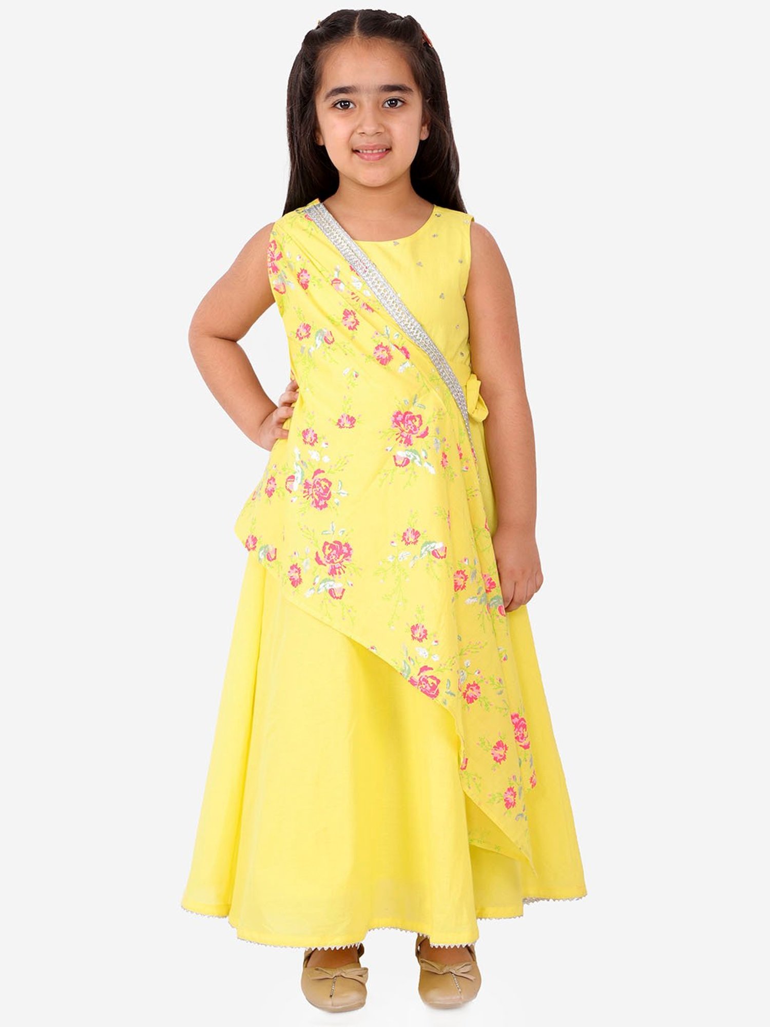 Lil Drama Kids Yellow Floral Print Dress