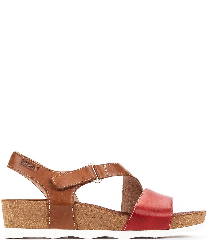 Pikolinos Mahon W9E Leather Crossband Wedge Sandals